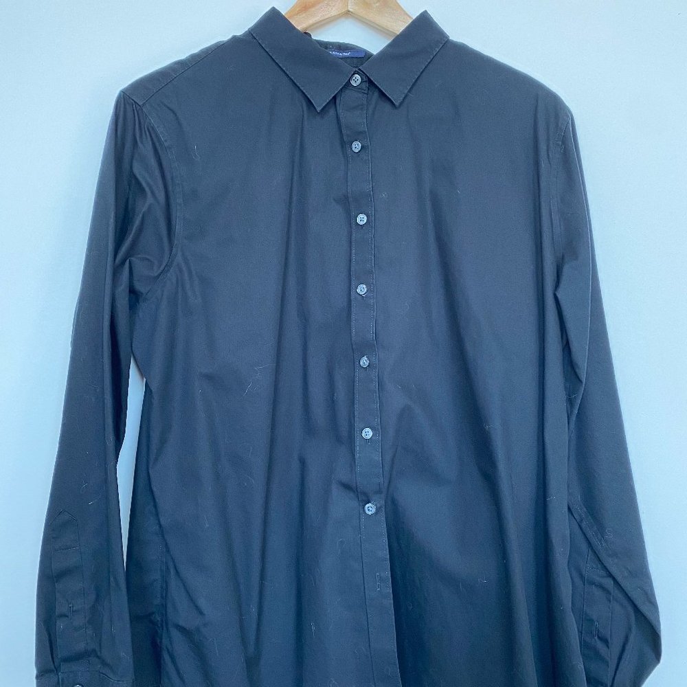 Lands' End No Iron Supima Black Button Down 16P